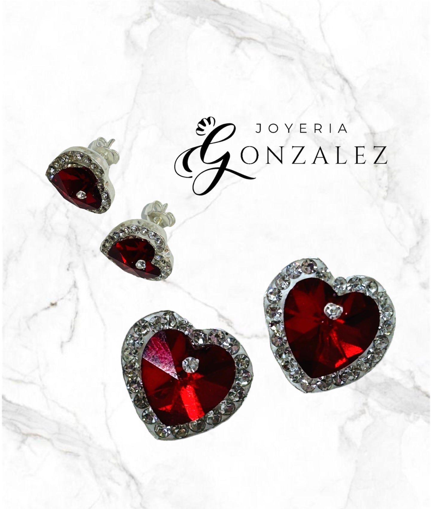 Arete de corazón rojo