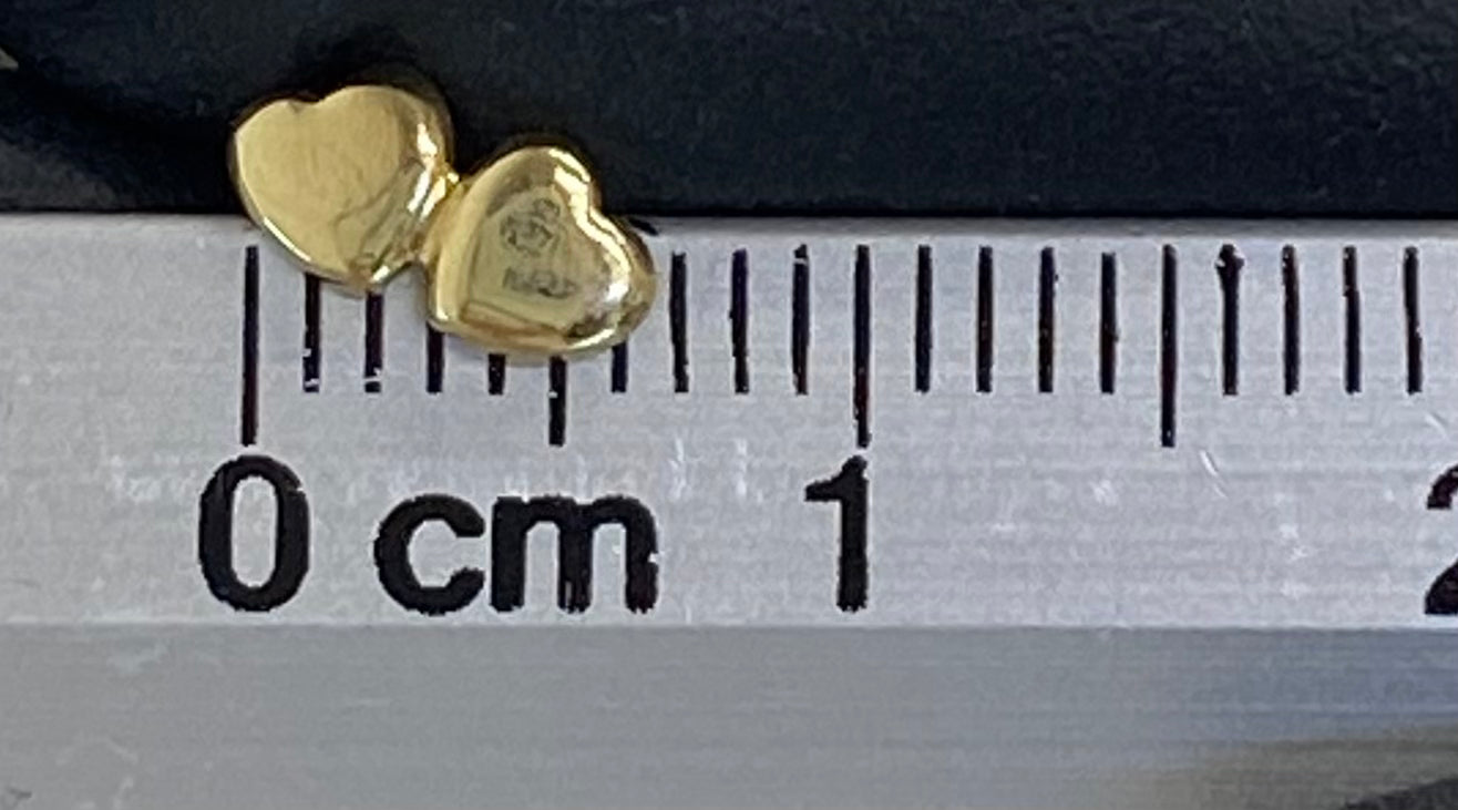 Broquel oro 10k doble corazón