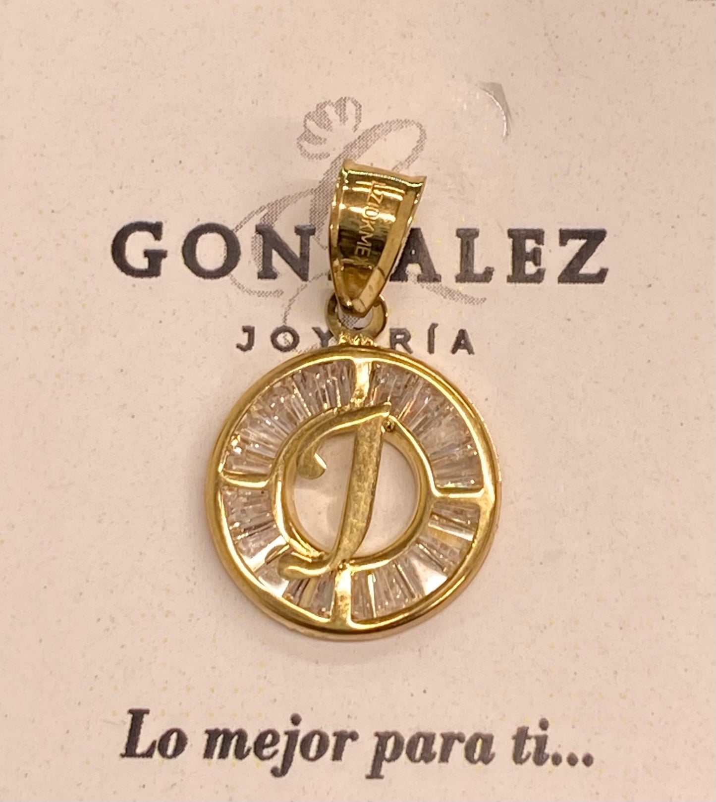 Dije oro 10k inicial “J”