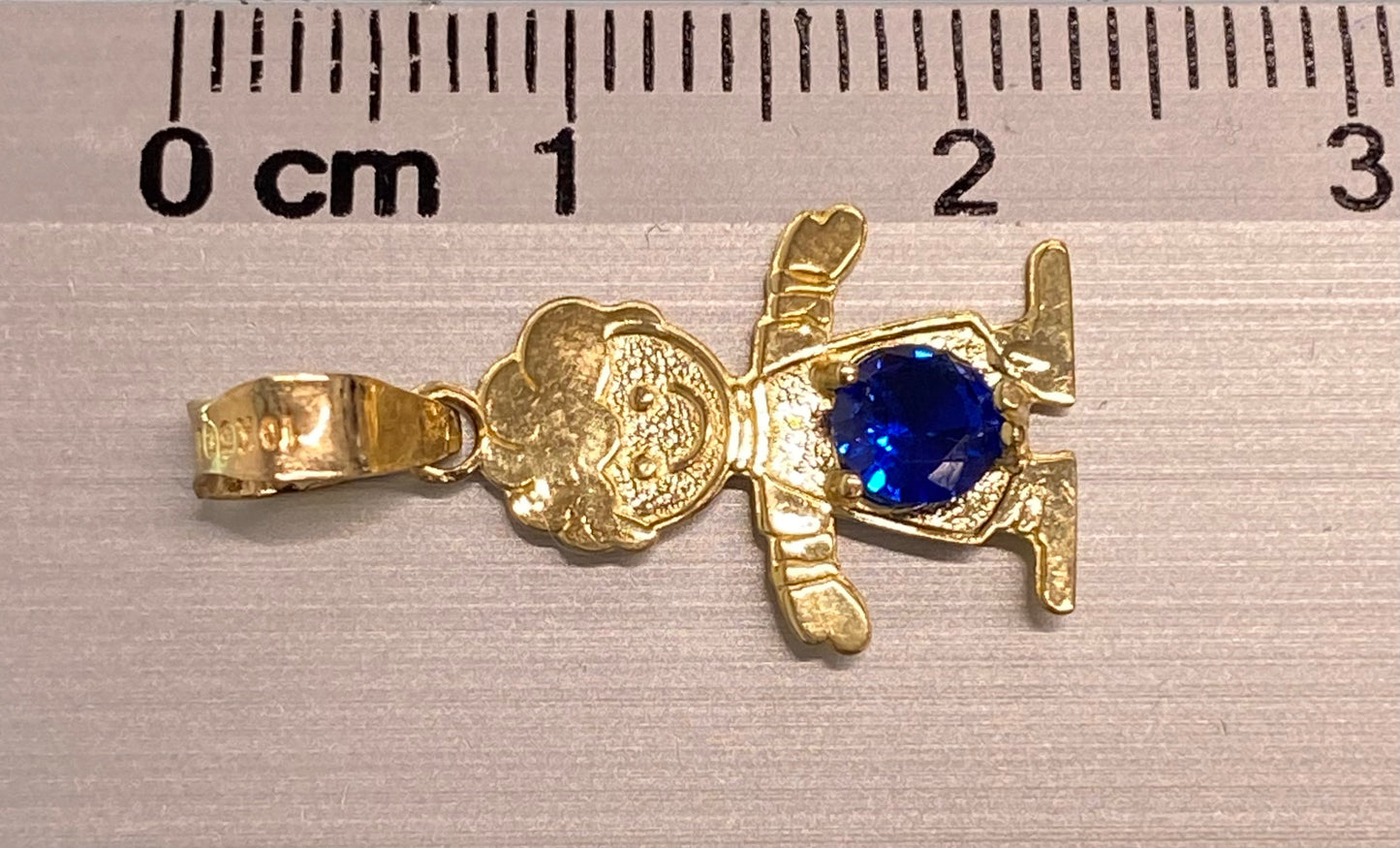 Dije oro 10k niño con circonia azul