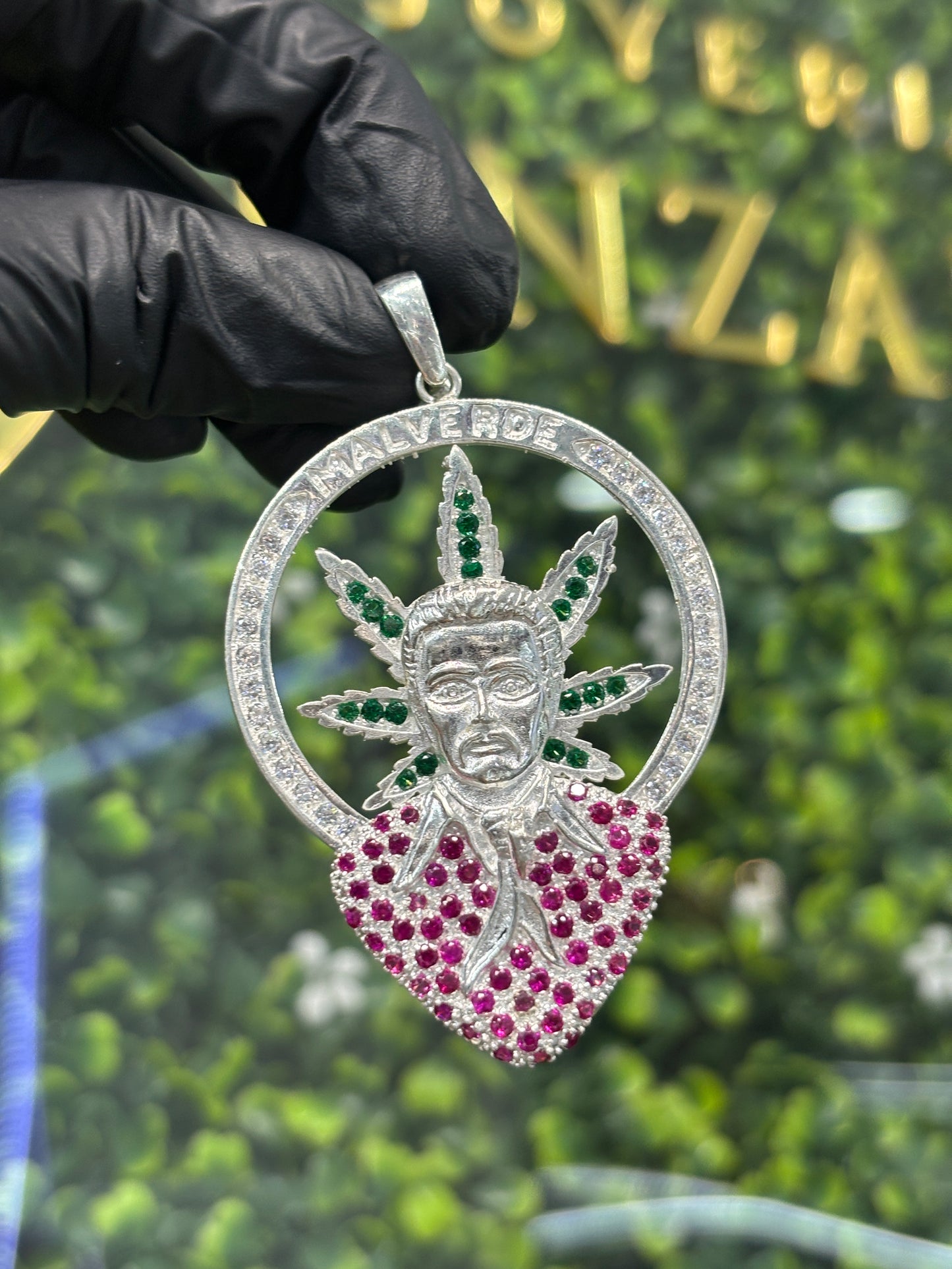 Dije mal verde plata 925