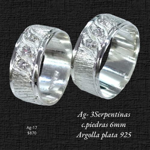 Argolla 3 Serpentinas con piedras
