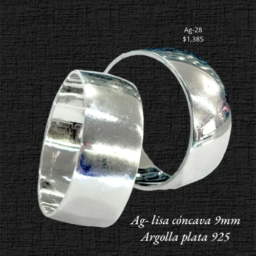 Argolla Lisa Cóncava 9mm