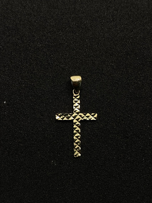 Dije cruz oro de 10k facetada