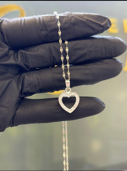 Corazón plata rosas