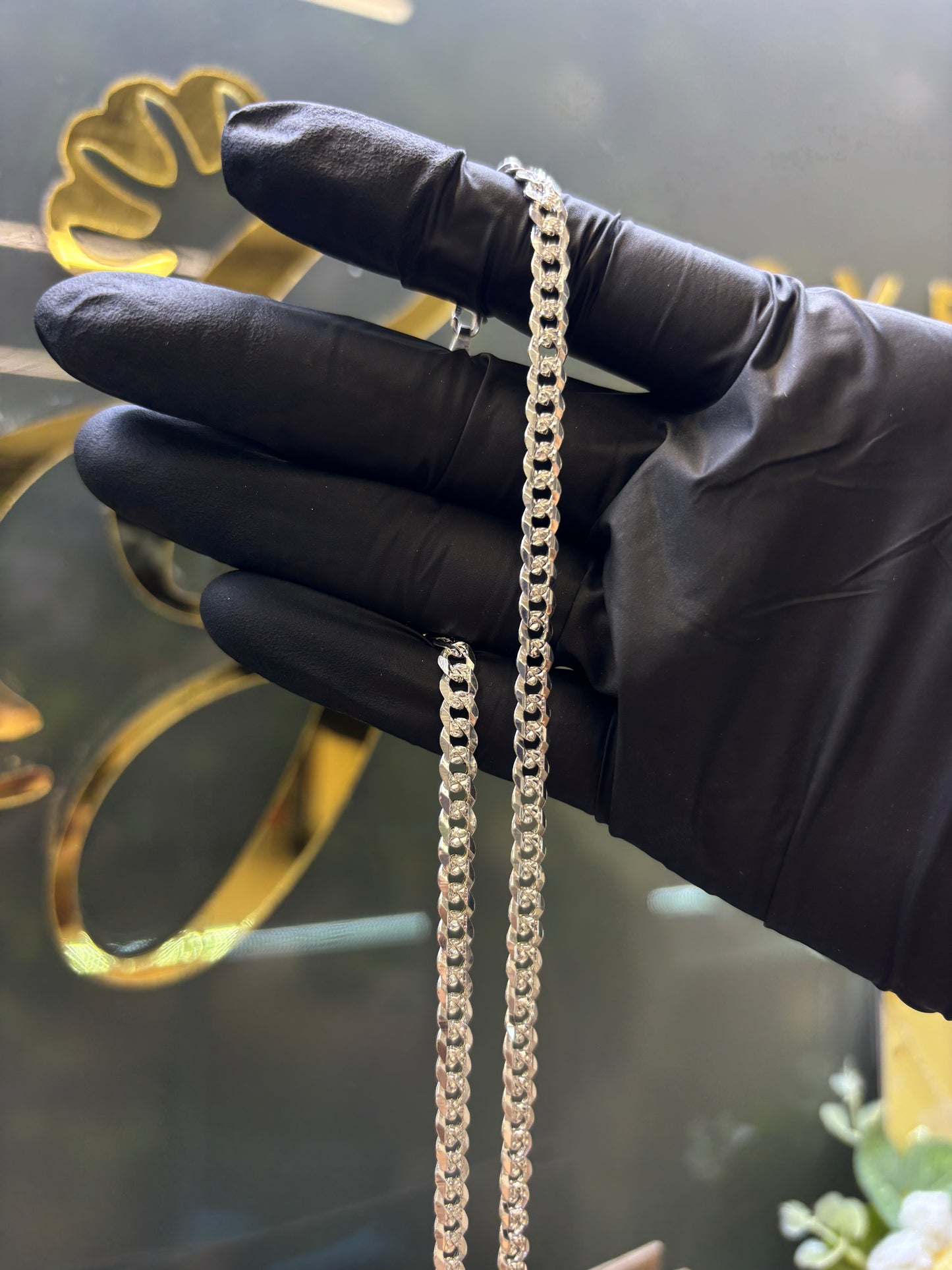Cadena plata cubana 60cm