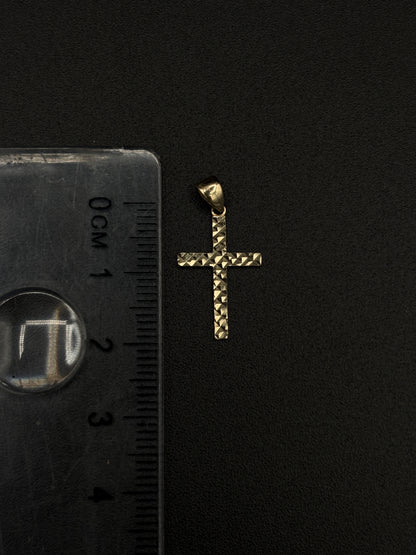 Dije cruz oro de 10k facetada