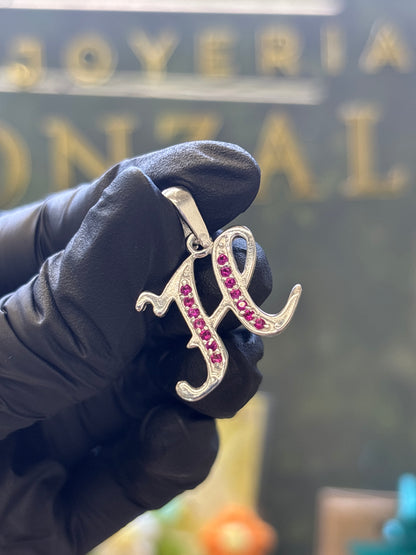 Inicial H cursiva plata