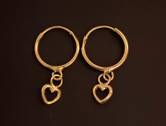 Arracadas oro 10k corazón