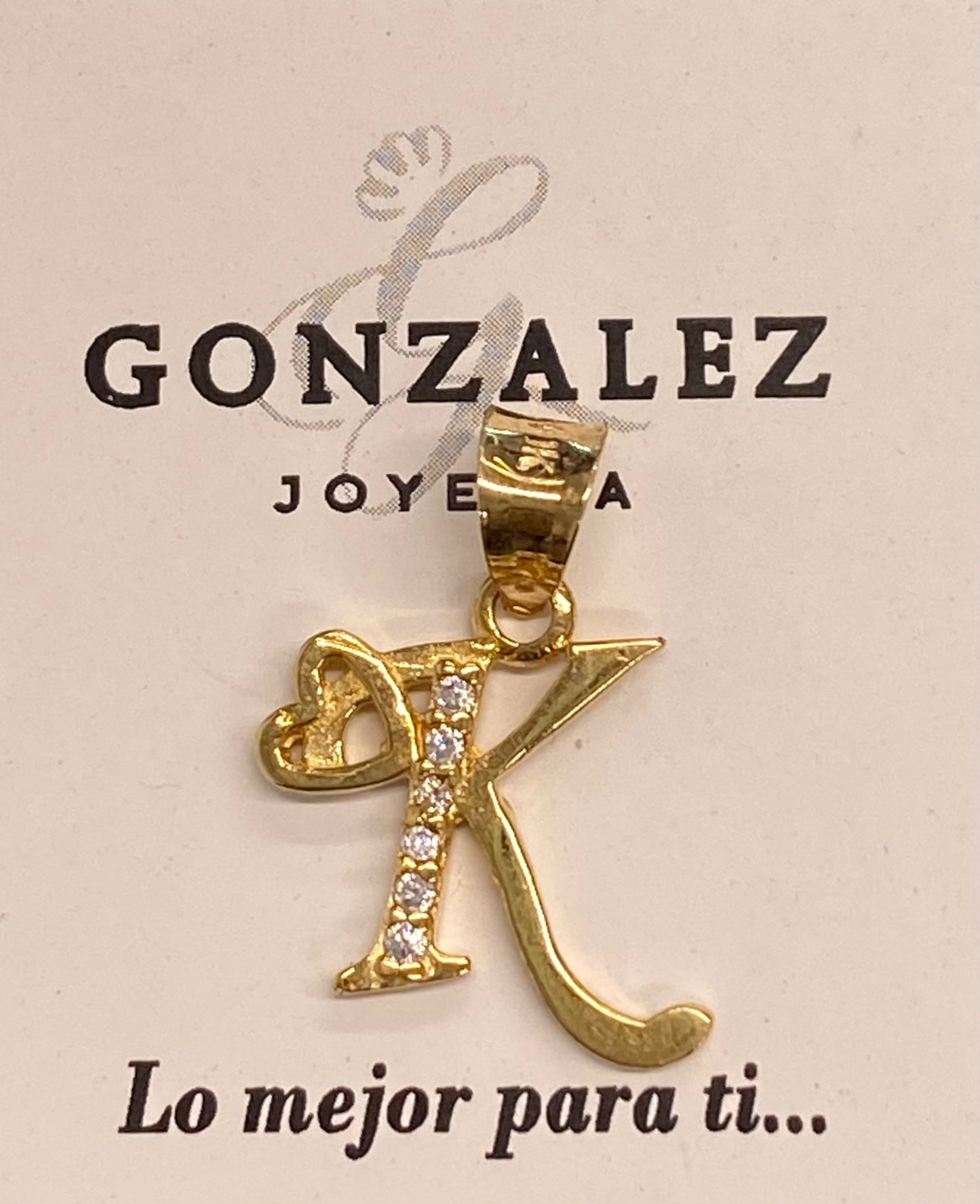 Dije oro 10k inicial “K”