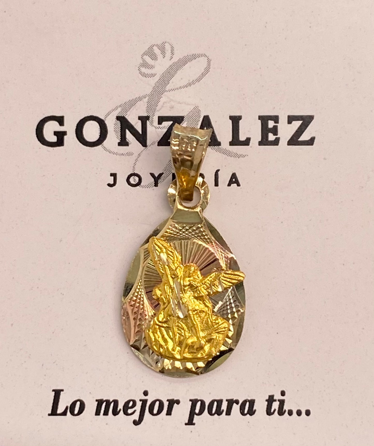 Dije oro florentino 10k medallita de San Miguel Arcángel