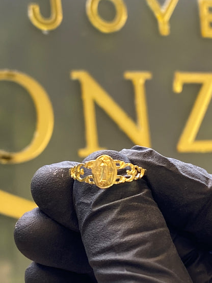 Anillo de oro 10k Virgen de Guadalupe